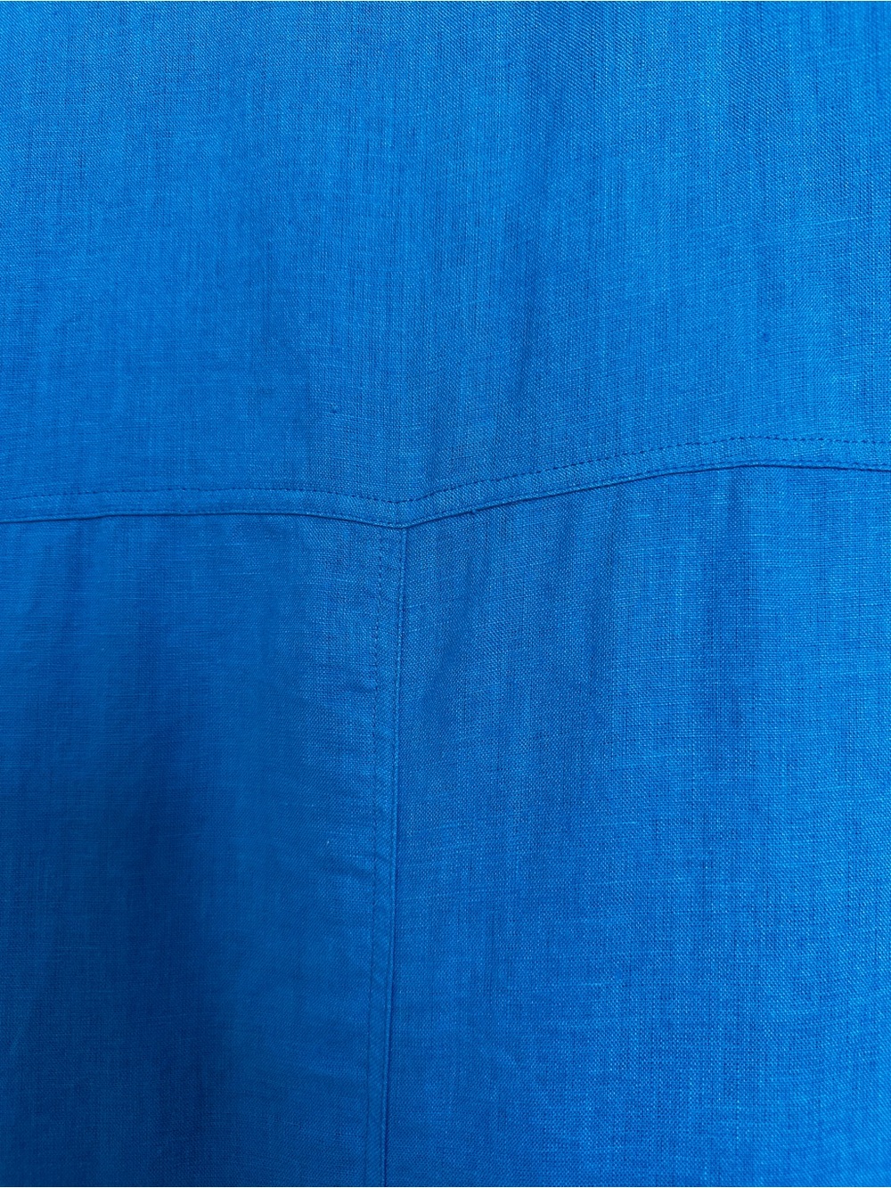 FOIL Classic Short-Sleeve Button Front Blue Linen Dress with Pockets (6) - Picture 10 of 13